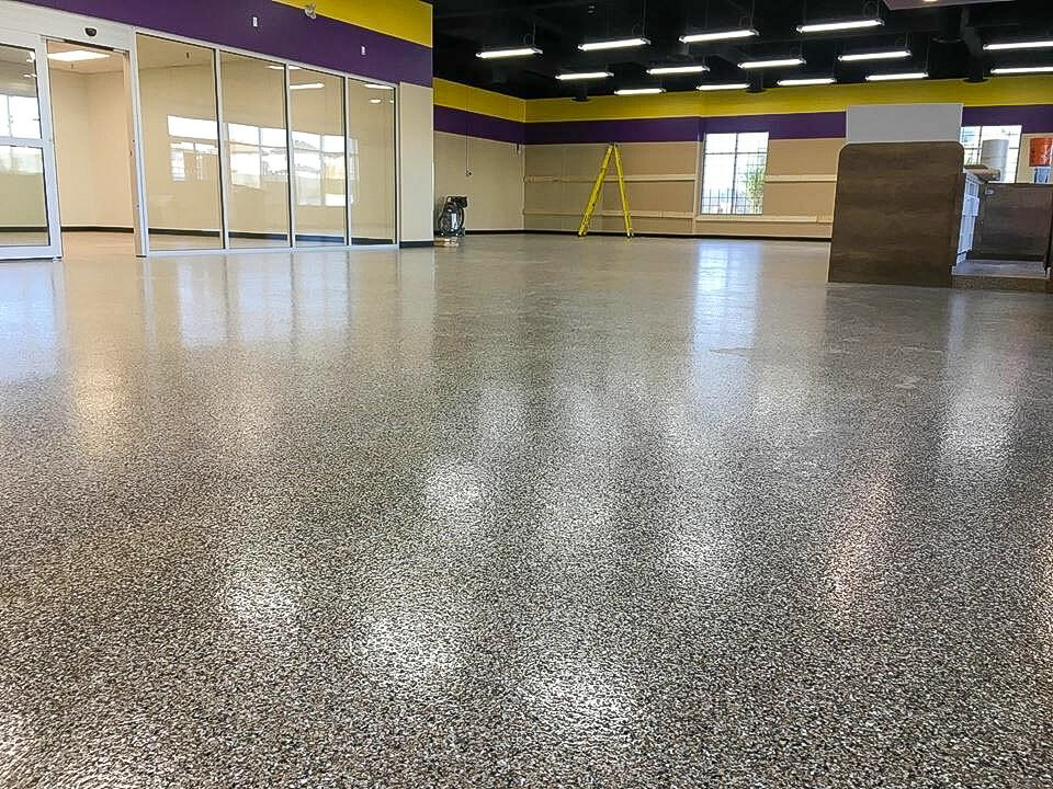 speckled epoxy garage floor no slip example