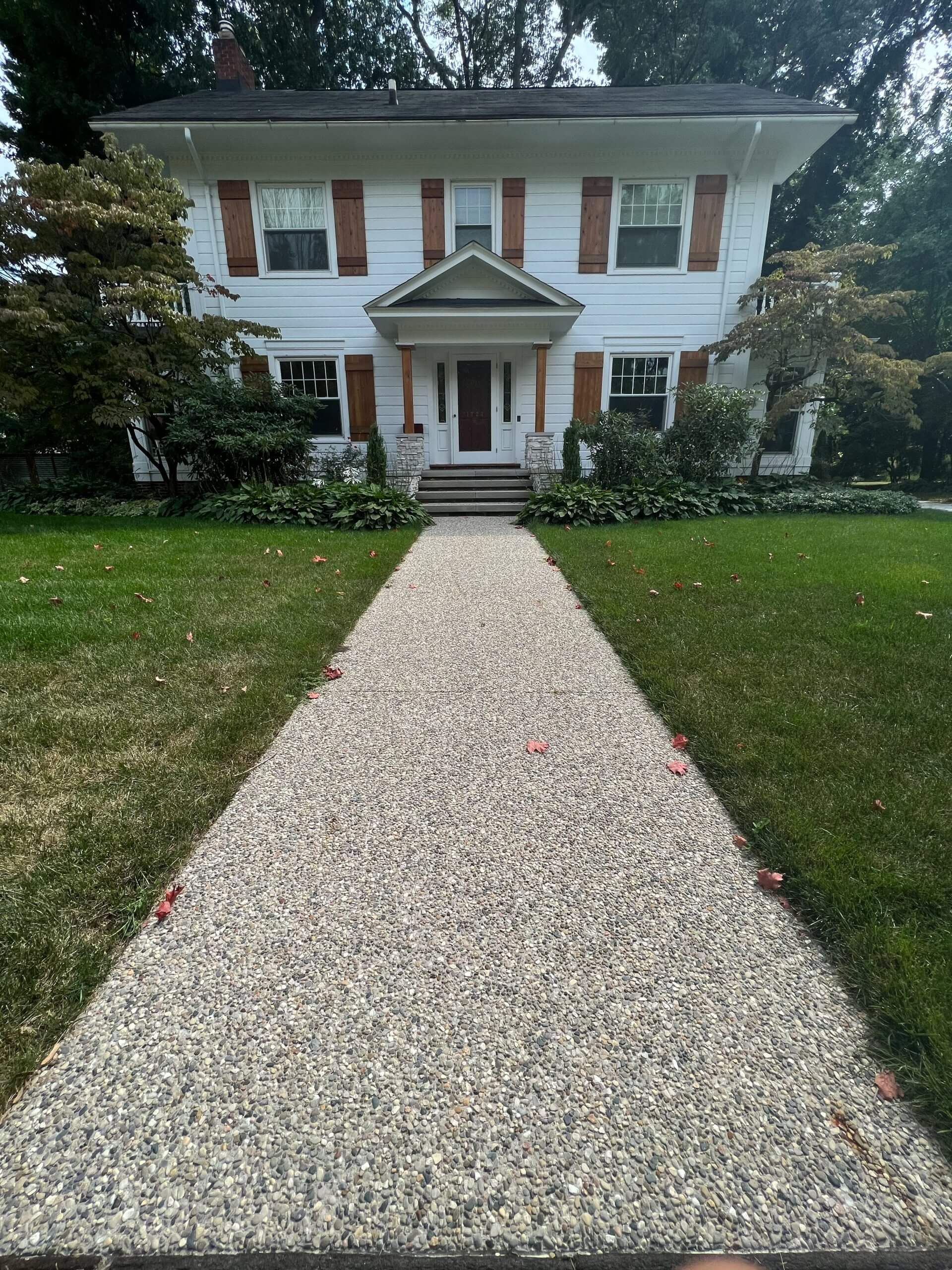 walkway to front door colonial house