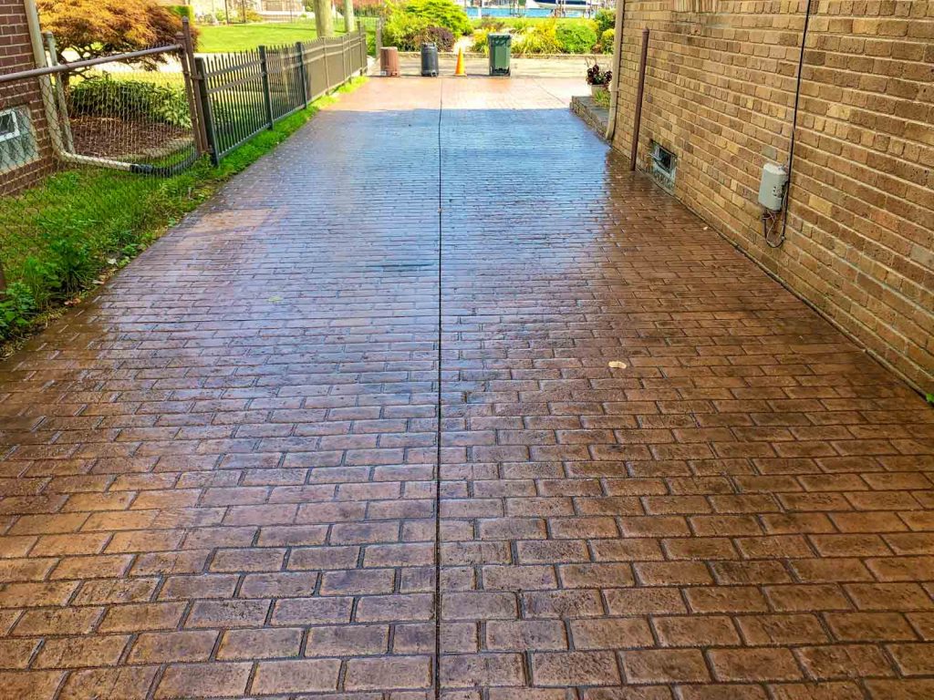 Stamped concrete driveway