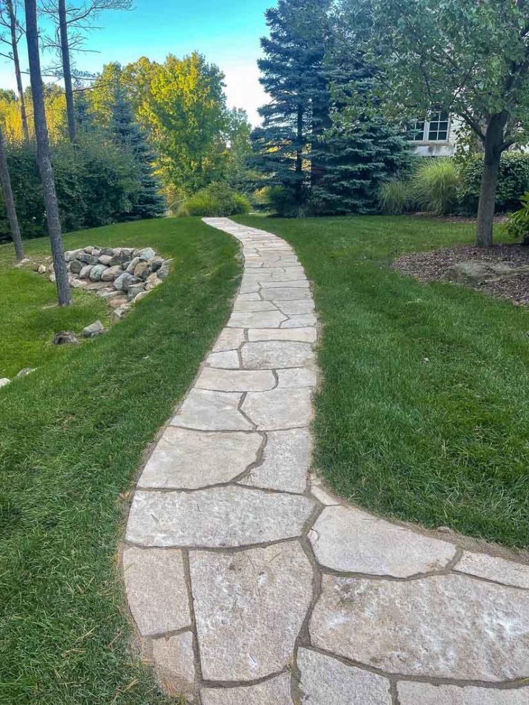 flagstone walkway in hardscaping design