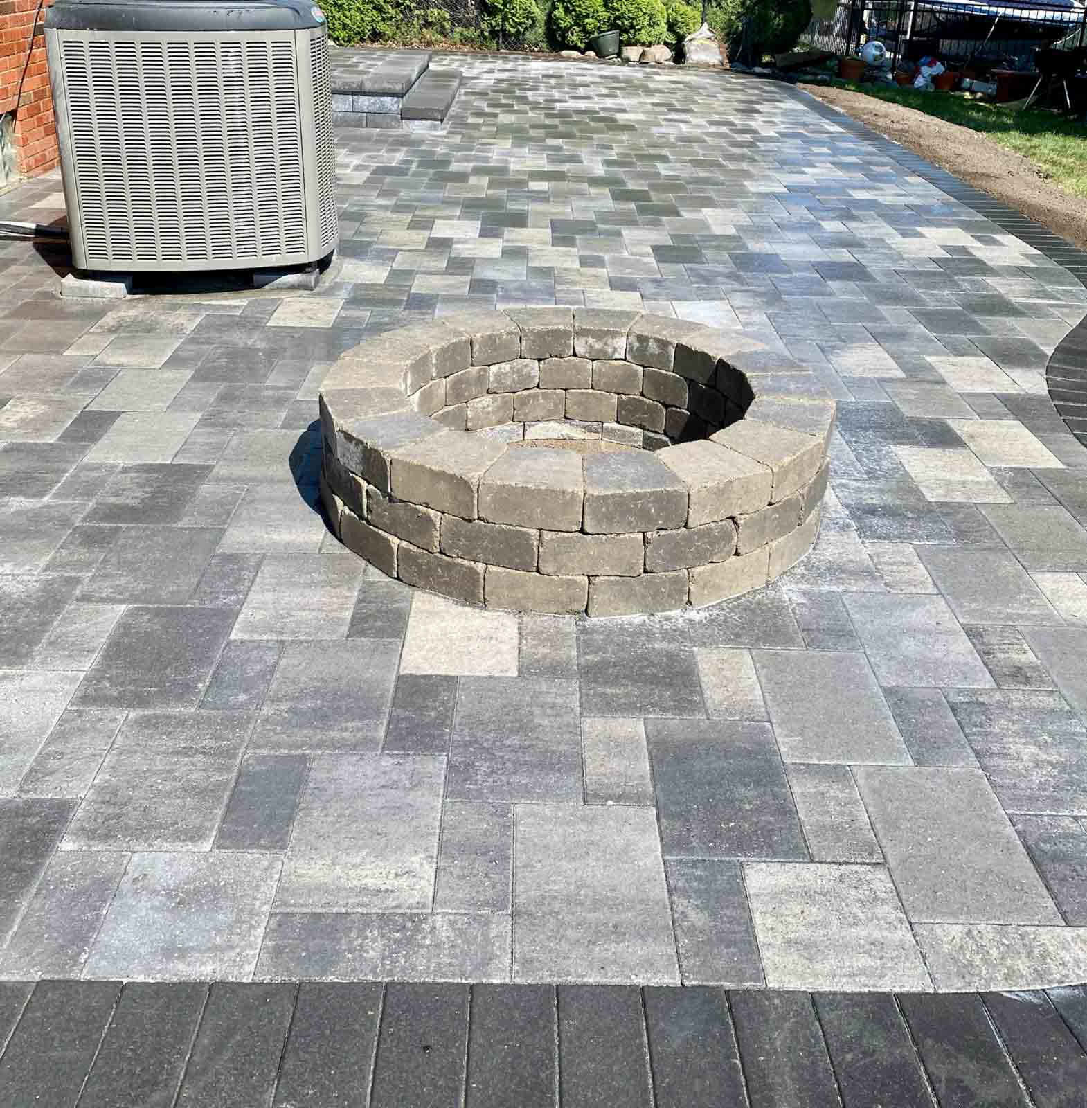 stone paver patio firepit