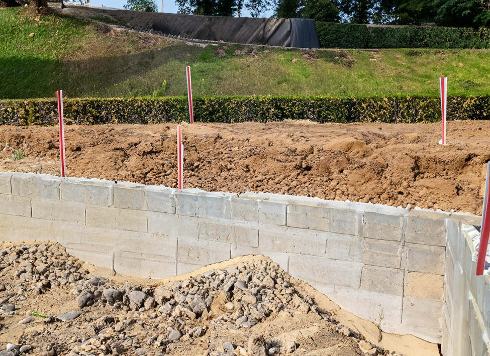 retaining wall area preparation