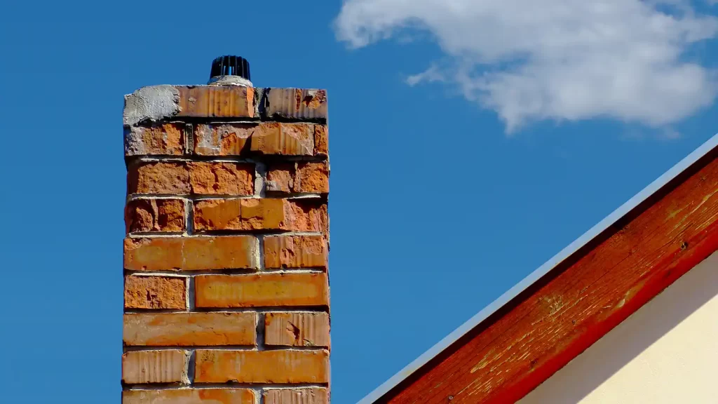 broken down bricks on chimney