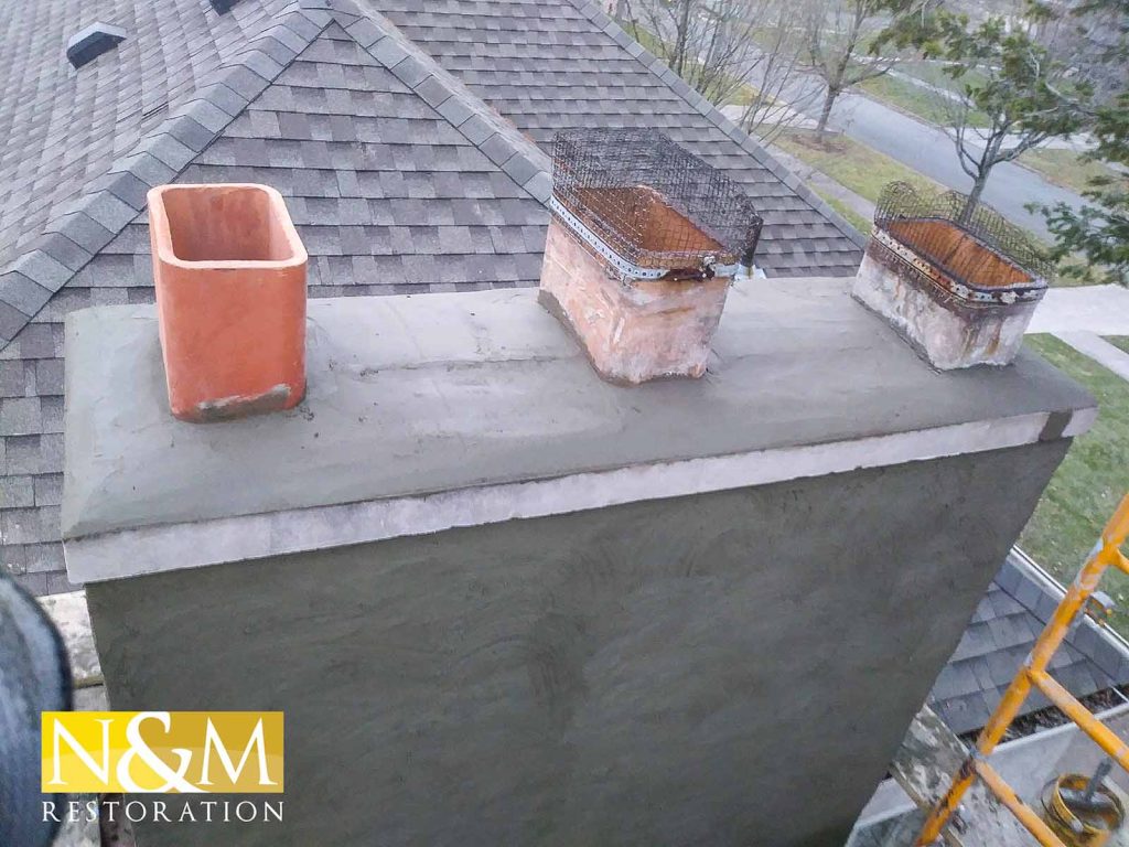 brick chimney repair, final repair of chimney crown