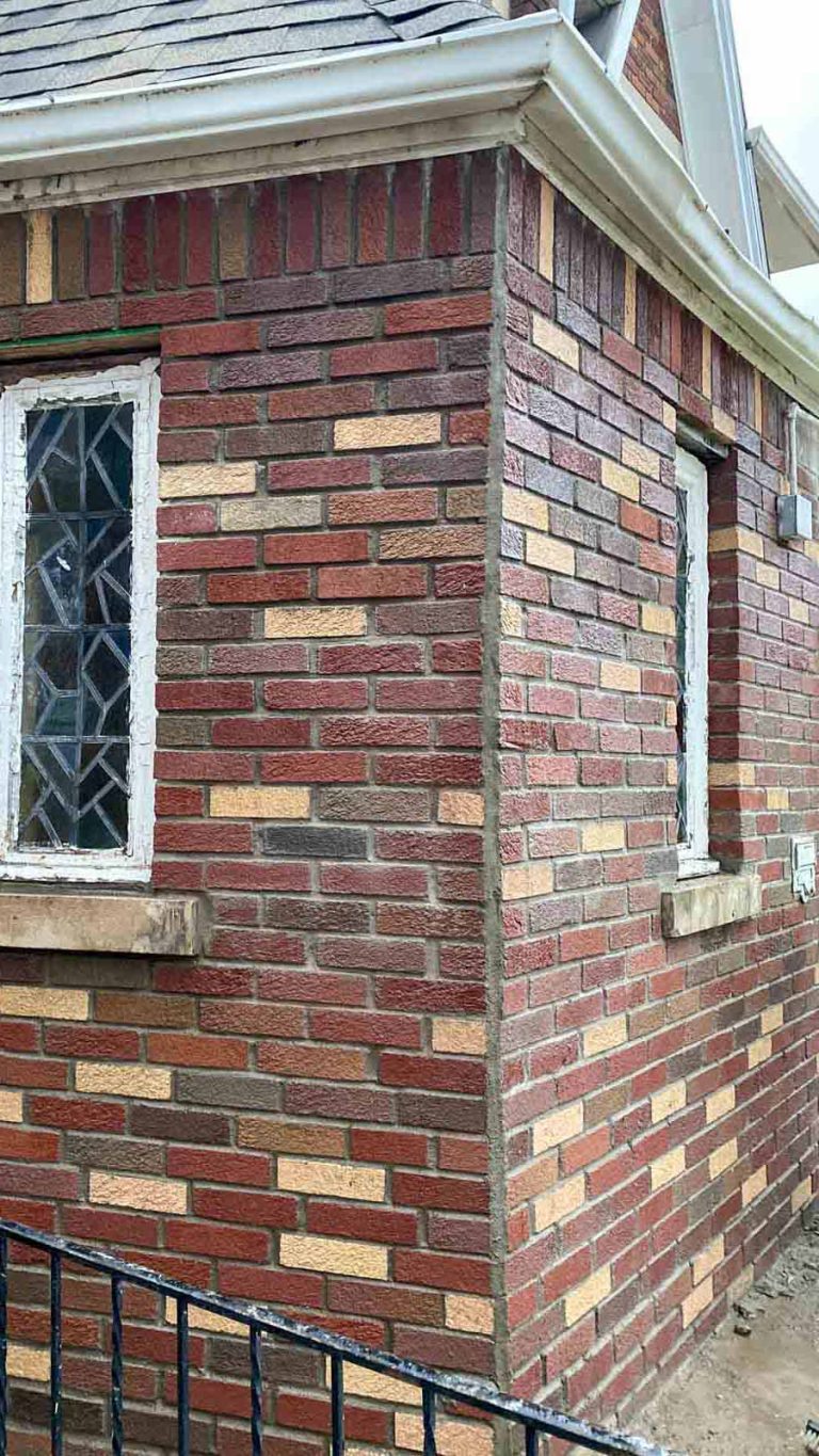 masonry repair done perfect on multi-colored brick pattern in detroit