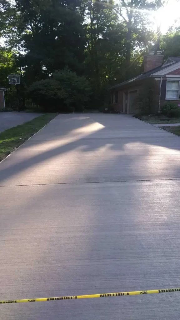 newly finished cement driveway