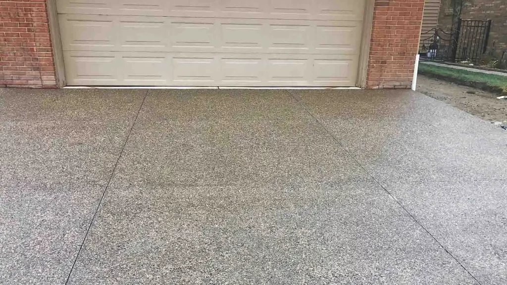 up close of aggregate concrete driveway